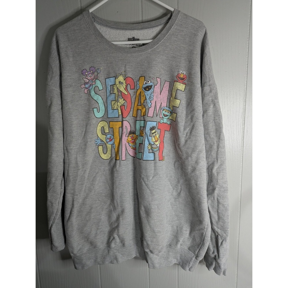 Sesame Street XXL gray sweatshirt Seaworld Busch Gardens Bert Ernie cookie Mons